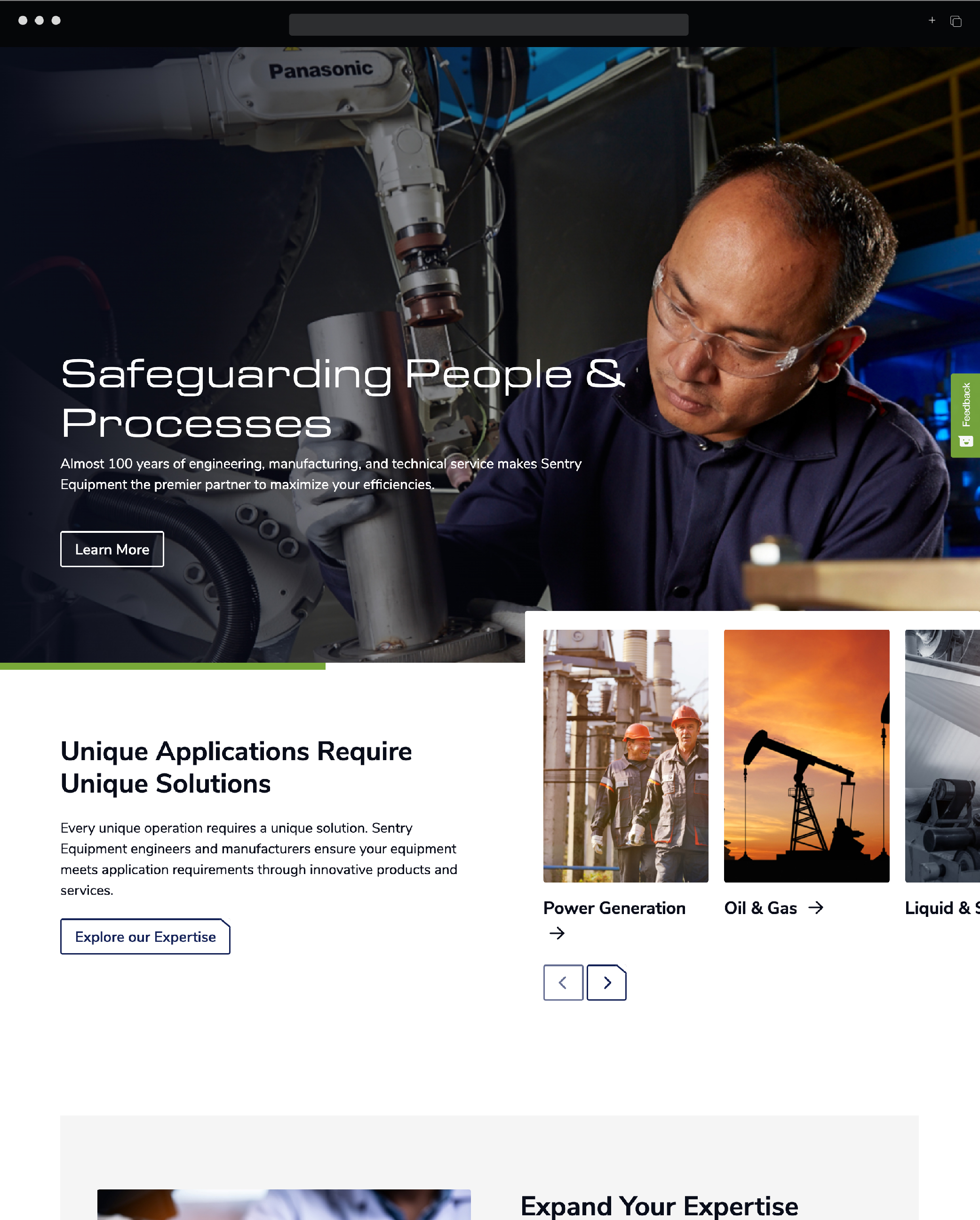 Sentry Equipment homepage 