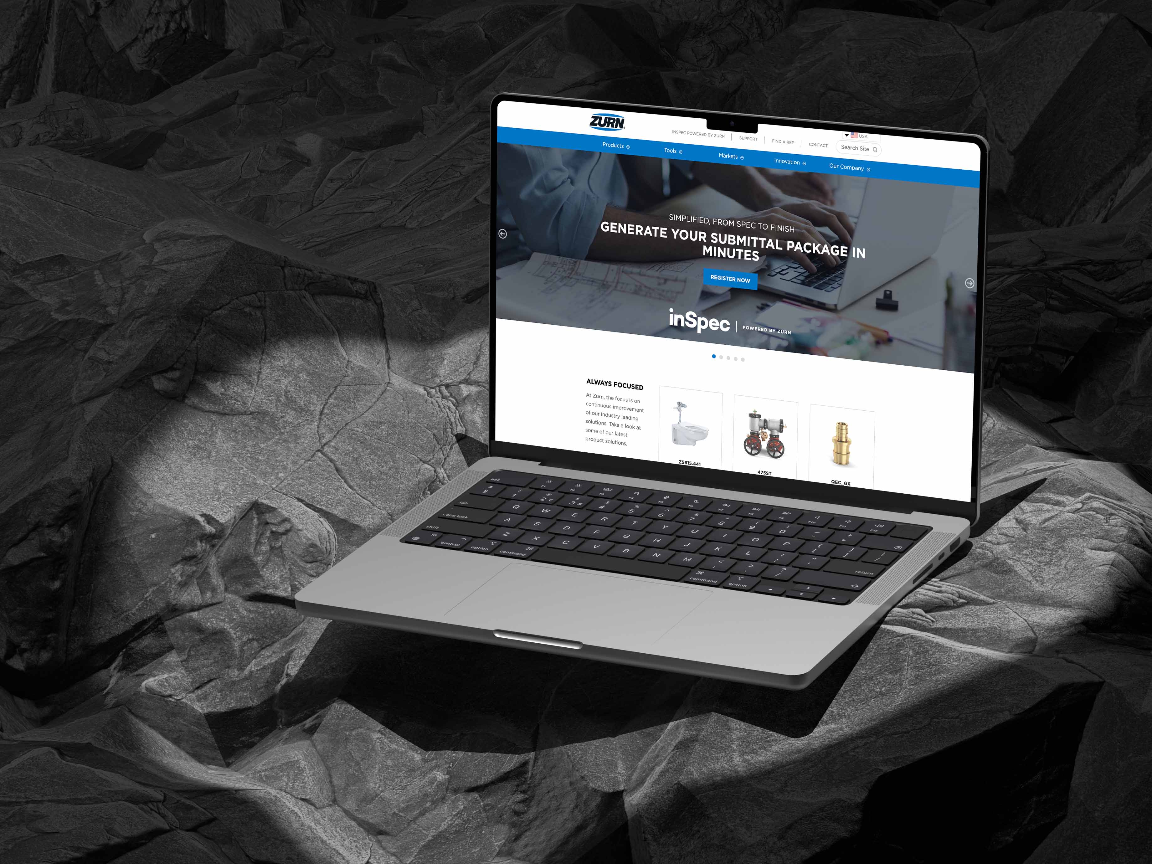 Zurn desktop mockup